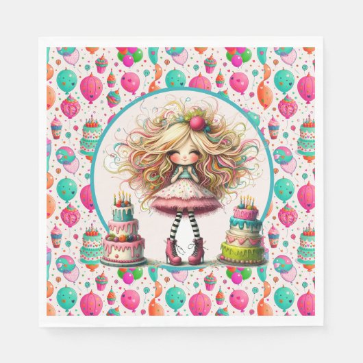 Serviette En Papier Anniversaire Filles (Devant)
