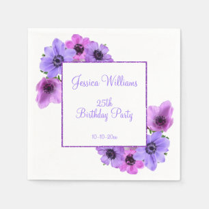 Serviette En Papier Anniversaire floral de jolies anémones 25ème