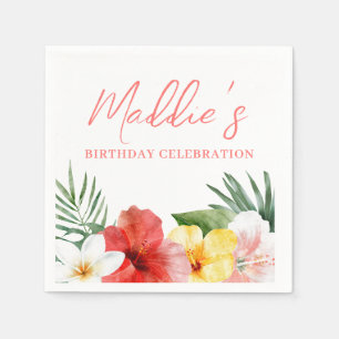 Serviette En Papier Anniversaire Floral Hawaïen