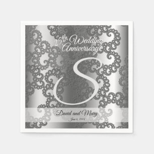 Serviette En Papier Anniversaire Fractal Argent
