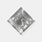 Serviette En Papier Anniversaire Fractal Argent (Coin)