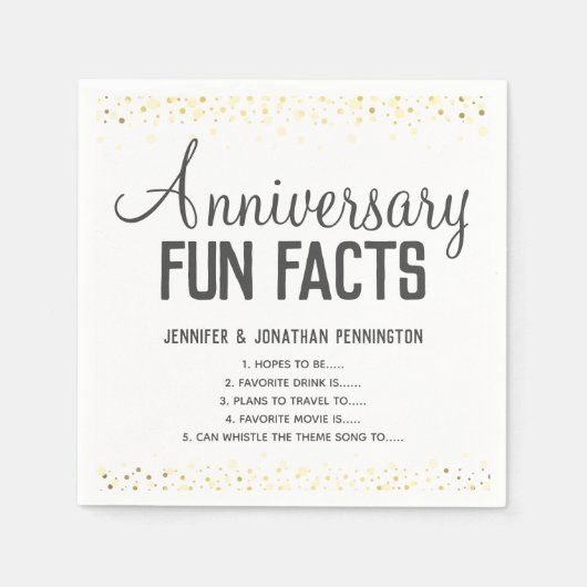 Serviette En Papier Anniversaire Fun Facts Unisex Confetti Napkin (Devant)