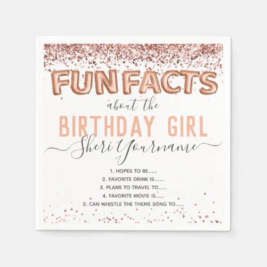 Serviette En Papier Anniversaire Fun Faits Balloon Texte Parties scint (Devant)