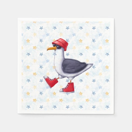 Serviette En Papier Anniversaire Fun Jote Seagull Bird (Devant)