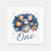 Serviette En Papier Anniversaire Fusée Spatiale Astronaute Un (Devant)