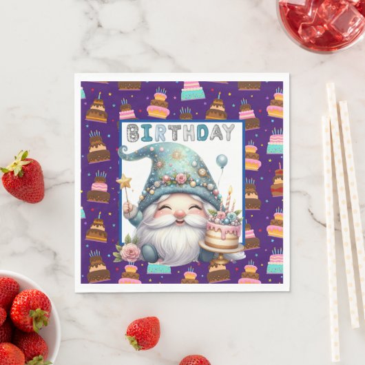 Serviette En Papier Anniversaire Gnome (En situation)