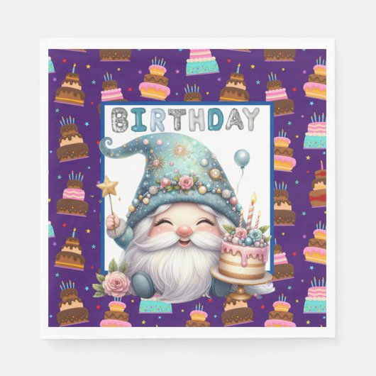 Serviette En Papier Anniversaire Gnome (Devant)
