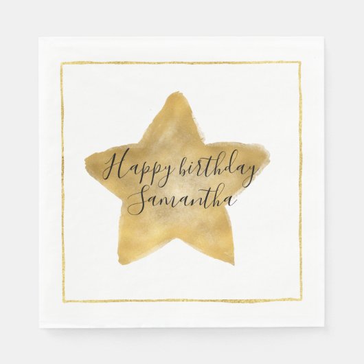 Serviette En Papier Anniversaire Gold Star (Devant)