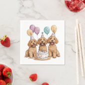 Serviette En Papier Anniversaire Goldendoodle Chiens Anniversaire Gâte (En situation)