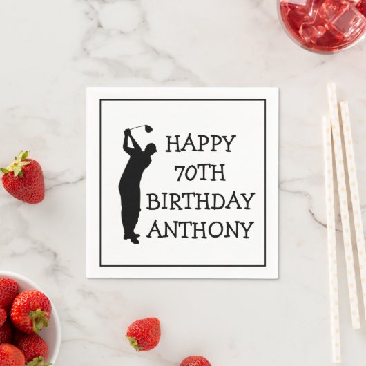 Serviette En Papier Anniversaire Golfer Funny 70e heureux papa Par (En situation)