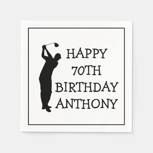 Serviette En Papier Anniversaire Golfer Funny 70e heureux papa Par (Devant)