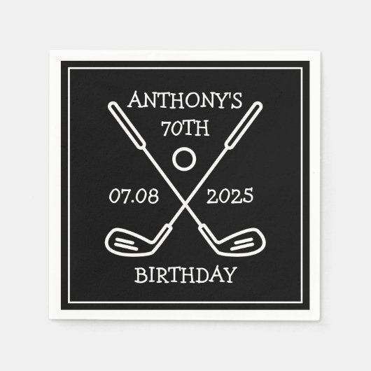 Serviette En Papier Anniversaire Golfer Funny 70e heureux papa Par (Devant)