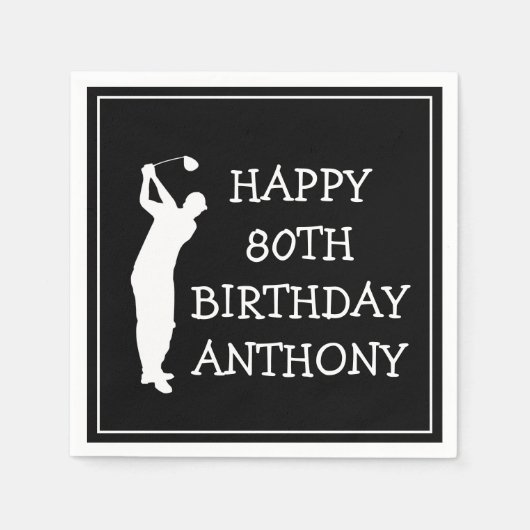 Serviette En Papier Anniversaire Golfer Funny 80e heureux papa Par (Devant)