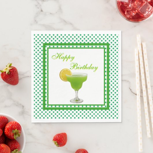 Serviette En Papier Anniversaire Green Margarita (En situation)
