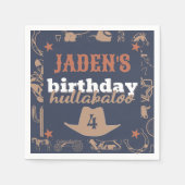 Serviette En Papier "Anniversaire Hullabaloo" Western Cowboy Party (Devant)