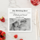 Serviette En Papier Anniversaire Journal amusant noir & blanc photo (En situation)