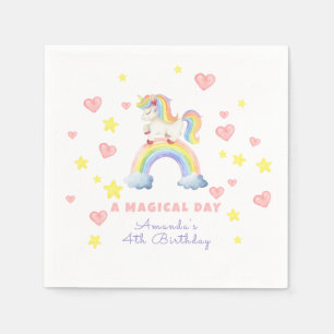 Serviette En Papier Anniversaire Licorne Arc-en-Ciel Jour Magique