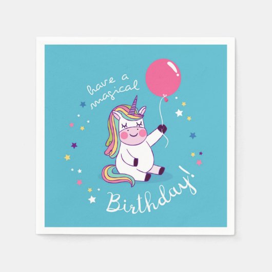 Serviette En Papier Anniversaire magique de Unicorn (Devant)