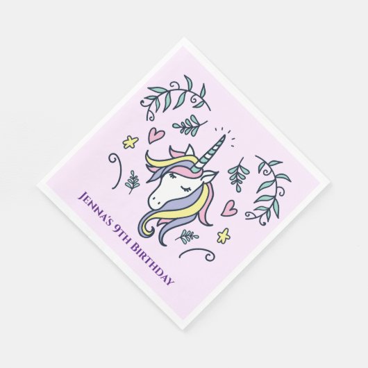 Serviette En Papier Anniversaire magique de Unicorn (Coin)