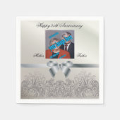 Serviette En Papier Anniversaire Mariage Argent Belle Conception Rétro (Devant)