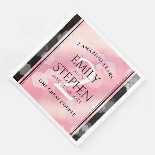 Serviette En Papier Anniversaire Mariage élégant du 2e Rose Quartz (Coin)