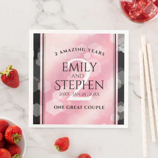 Serviette En Papier Anniversaire Mariage élégant du 2e Rose Quartz (En situation)