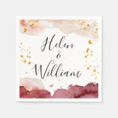 Serviette En Papier Anniversaire mariage Or et Bourgogne (Devant)