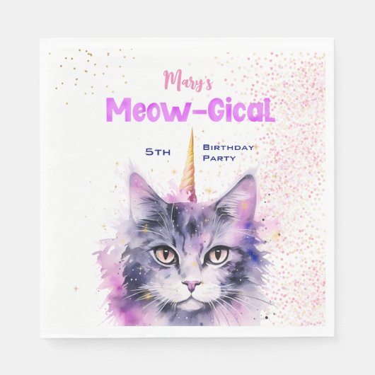 Serviette En Papier Anniversaire Meow-Gical Caticorn (Devant)