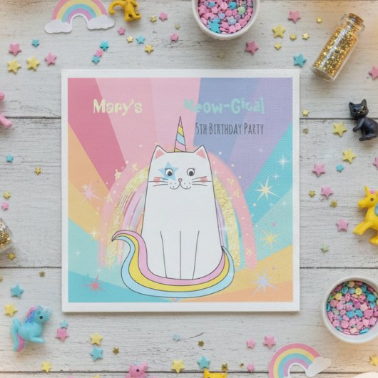 Serviette En Papier Anniversaire Meow-Gical Caticorn