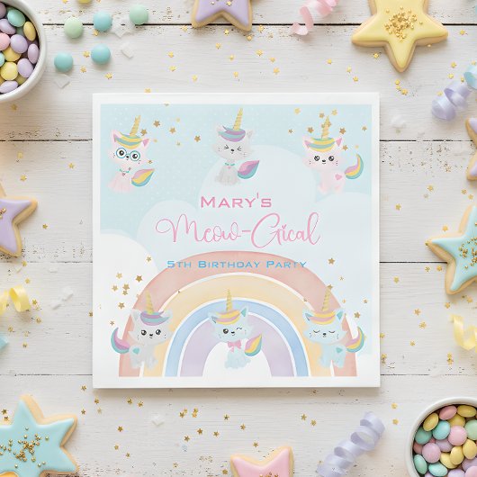 Serviette En Papier Anniversaire Meow-Gical Caticorn