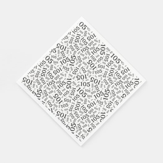 Serviette En Papier Anniversaire moderne 105 Numéro Motif noir/blanc (Coin)