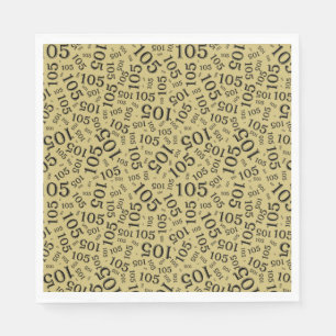 Serviette En Papier Anniversaire Moderne 105 Numéro Motif Noir/Or