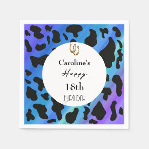 Serviette En Papier Anniversaire Moderne Rodeo Impression de Vache Ble
