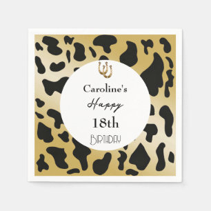 Serviette En Papier Anniversaire Moderne Rodeo Impression Vache Noir O
