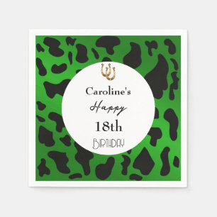 Serviette En Papier Anniversaire Moderne Rodeo Imprimé Vache Vert Emer