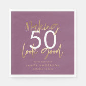 Serviette En Papier Anniversaire moderne simple élégant violet élégant (Devant)