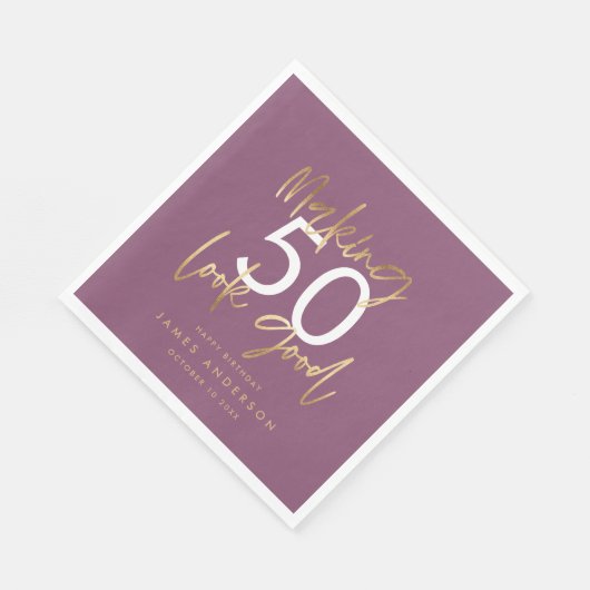 Serviette En Papier Anniversaire moderne simple élégant violet élégant (Coin)
