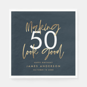 Serviette En Papier Anniversaire moderne simple style élégant script n