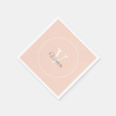 Serviette En Papier Anniversaire Monogramme Blush de Pêche (Coin)