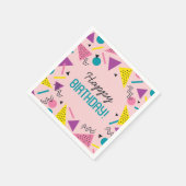 Serviette En Papier Anniversaire Motif des années 80 roses (Coin)