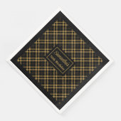 Serviette En Papier Anniversaire Napkins Luxe Black Gold Nom personnal (Coin)