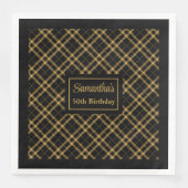 Serviette En Papier Anniversaire Napkins Luxe Black Gold Nom personnal (Devant)