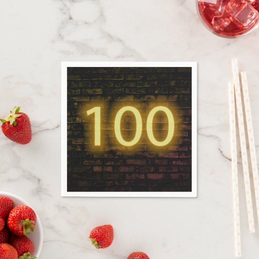 Serviette En Papier Anniversaire Neon 100 Connexion mur en briques (En situation)
