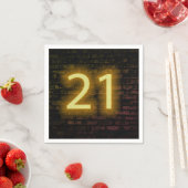 Serviette En Papier Anniversaire Neon 21 Connexion mur en briques (En situation)