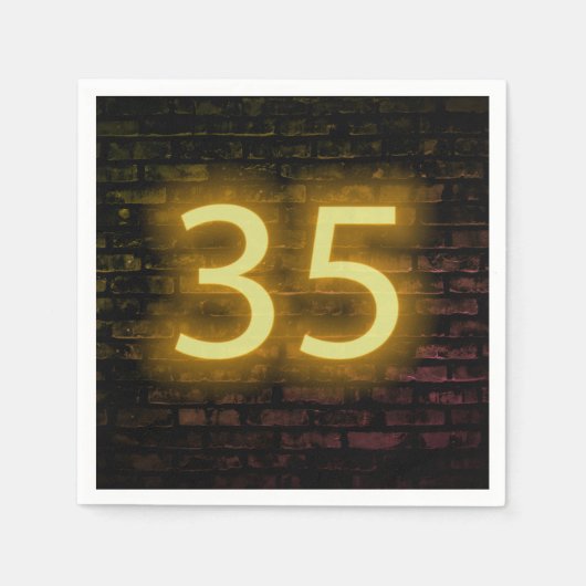 Serviette En Papier Anniversaire Neon 35 Connexion mur en briques (Devant)