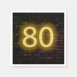 Serviette En Papier Anniversaire Neon 80 Connexion Mur de briques