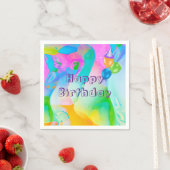 Serviette En Papier Anniversaire Neon Arc-en-ciel Abstrait (En situation)