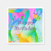 Serviette En Papier Anniversaire Neon Arc-en-ciel Abstrait (Devant)