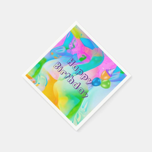 Serviette En Papier Anniversaire Neon Arc-en-ciel Abstrait (Coin)