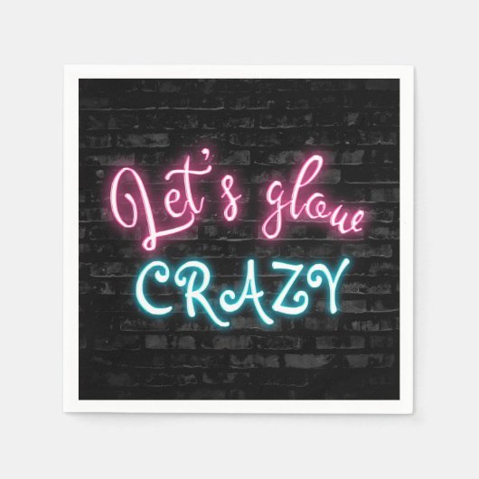 Serviette En Papier Anniversaire Neon Llow Sign on Brick Wall (Devant)